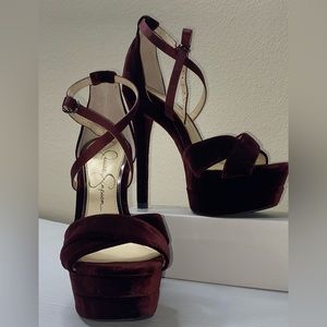 Jessica Simpson Maroon Velvet Heels